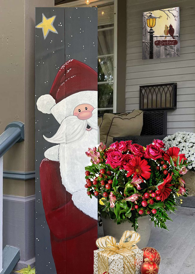 Peeping Santa Porch Leaner